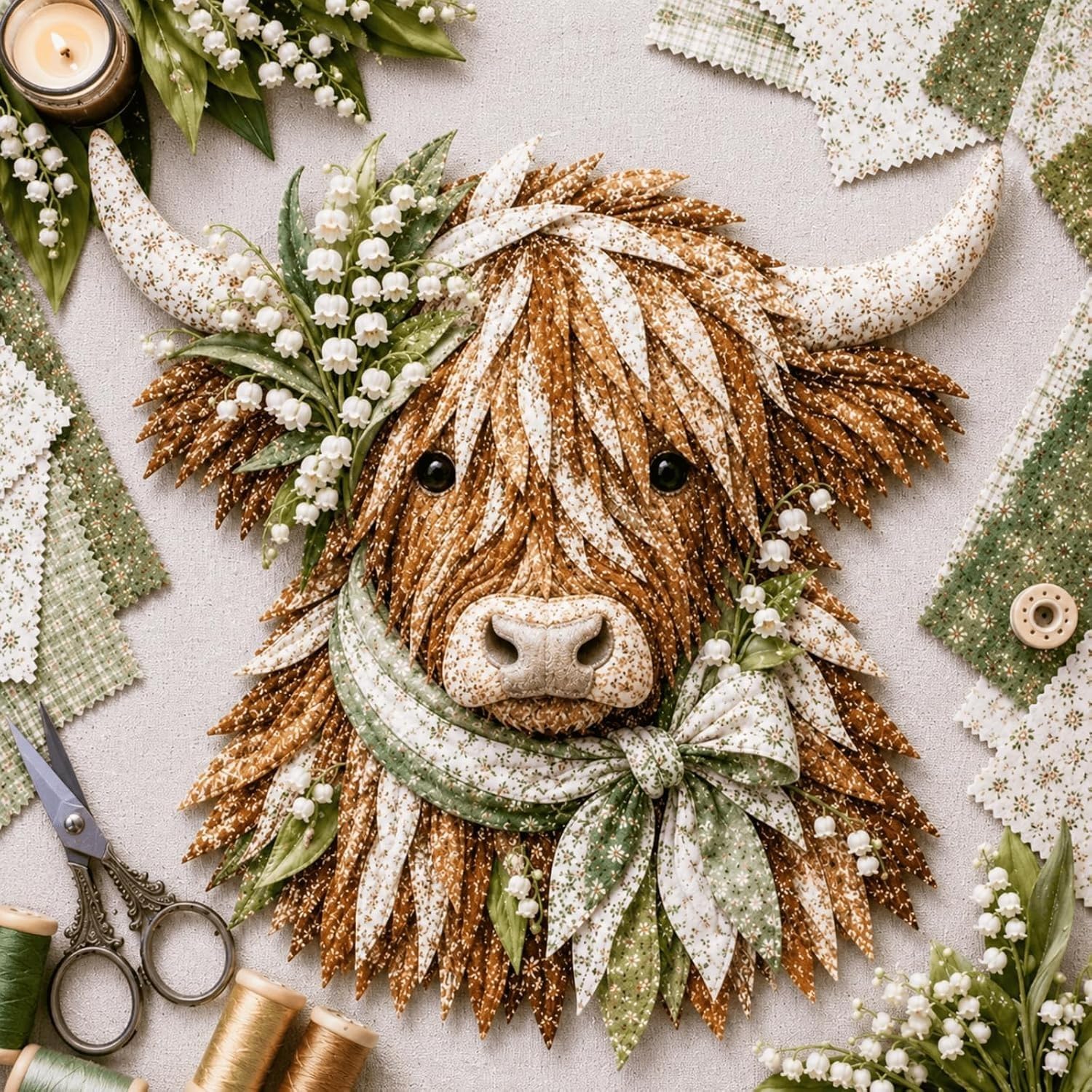 Birth Flower Highland Cow 3D Layered Fabric Art DIY Kit for Adults | Layer, Decorate, and Display A Meaningful Birth- Complete Easy Needlepoint Kit, Easy Craft Halloween 𝐆𝐢𝐟𝐭 and Room Decor, #H