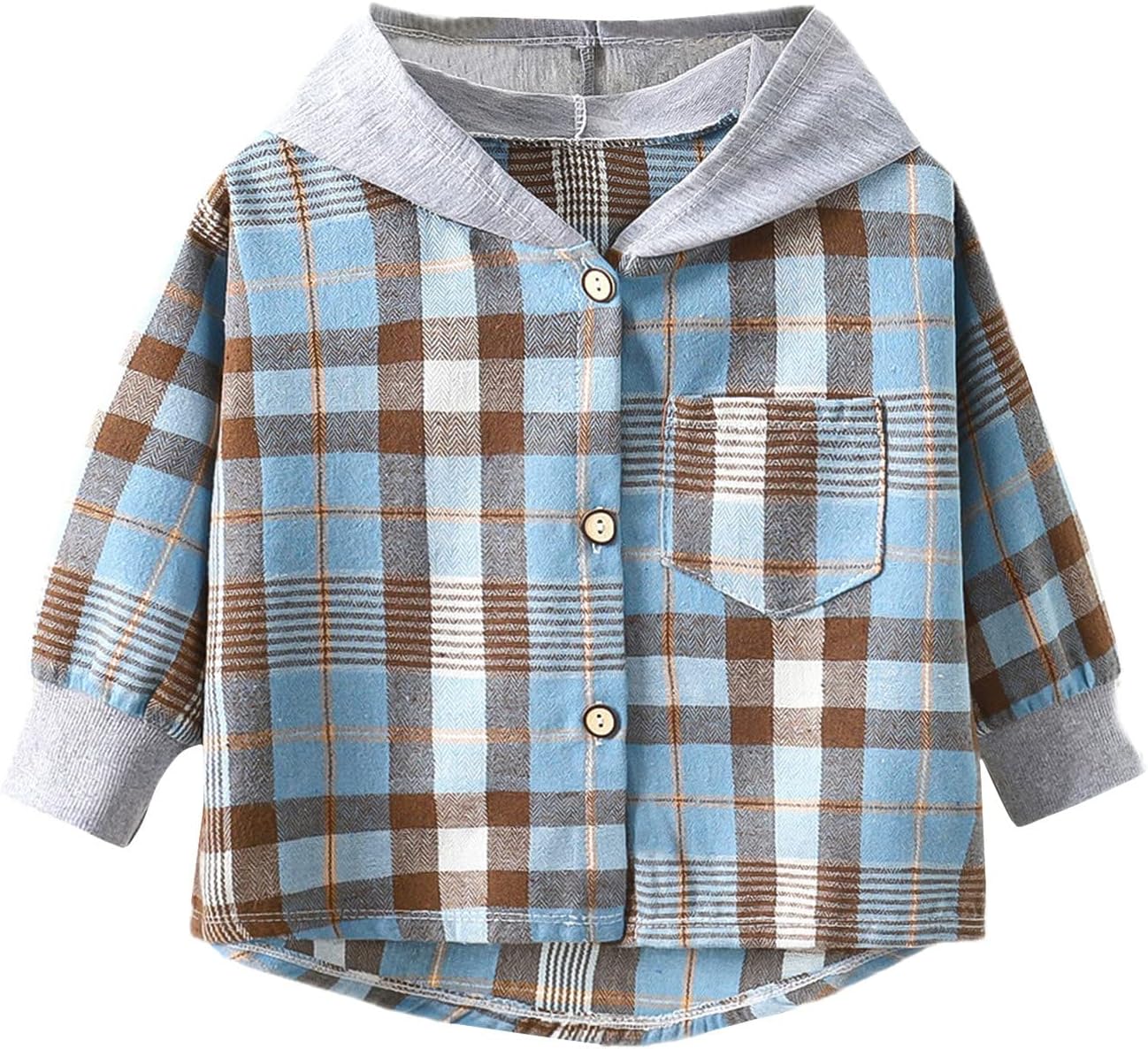 Toddler Baby Boys Girls Plaid Hooded Button Down Shirt Long Sleeve Jacket Spring Shirts Toddler Girl Fall Outfits