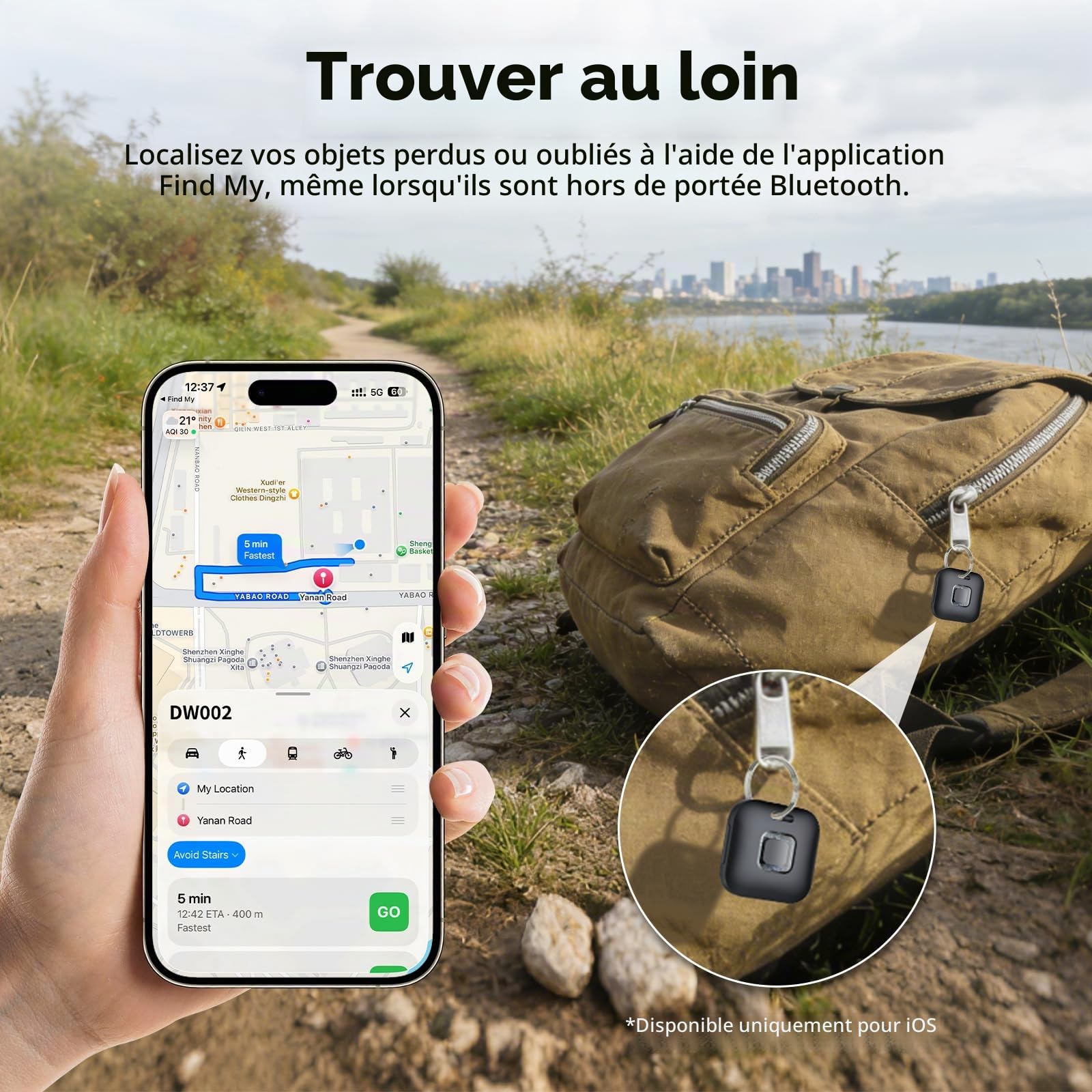 Hoxe Smart Tag Fonctionne iOS Find My et Google Android Find Hub Lot de 4