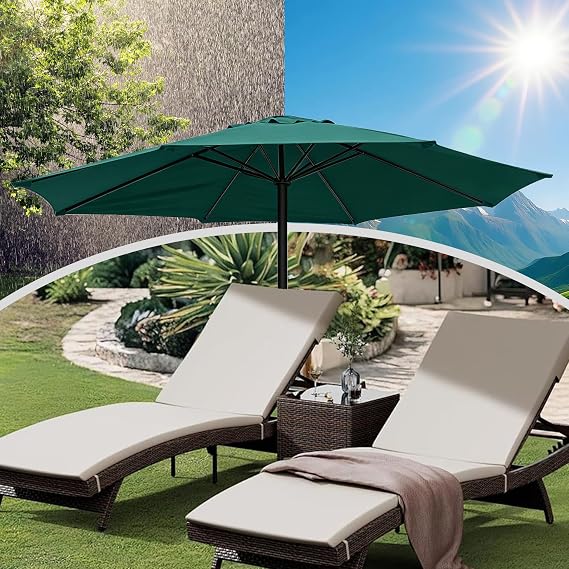 Replacement Parasol Canopy, Outdoor Patio Umbrella Replacement Fabric, Garden Umbrella Covers Waterproof, 6/8 Arms Replacement Parasol Fabric Standby Cover Dark Green