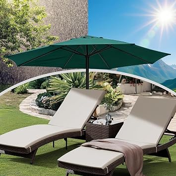 Replacement Parasol Canopy, Outdoor Patio Umbrella Replacement Fabric, Garden Umbrella Covers Waterproof, 6/8 Arms Replacement Parasol Fabric Standby Cover Dark Green