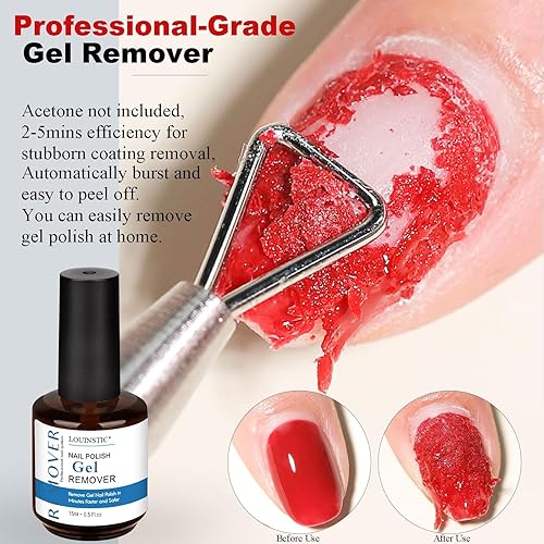 Miniatura 3 de LOUINSTIC 15 ml Quitaesmalte de uñas de gel  Quitaesmalte de gel profesional y rápido, quitaesmalte de gel sin acetona para uñas, remoción rápida de