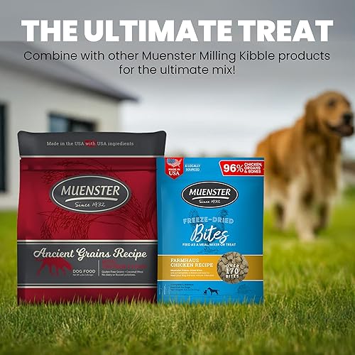 Miniatura 6 de Muenster Bocaditos de pollo liofilizados – Comida para perros, golosinas, batidora o adorno (5 onzas) – Sin granos