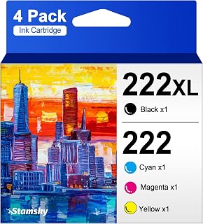 222XL Ink Cartridges Replacement for Epson 222 Ink Cartridges 222XL T222 Black and Color Combo Pack Work with XP-5200, WF-2960 Printer (1 Black, 1 Cyan, 1 Magenta, 1 Yellow, 4 Pack)