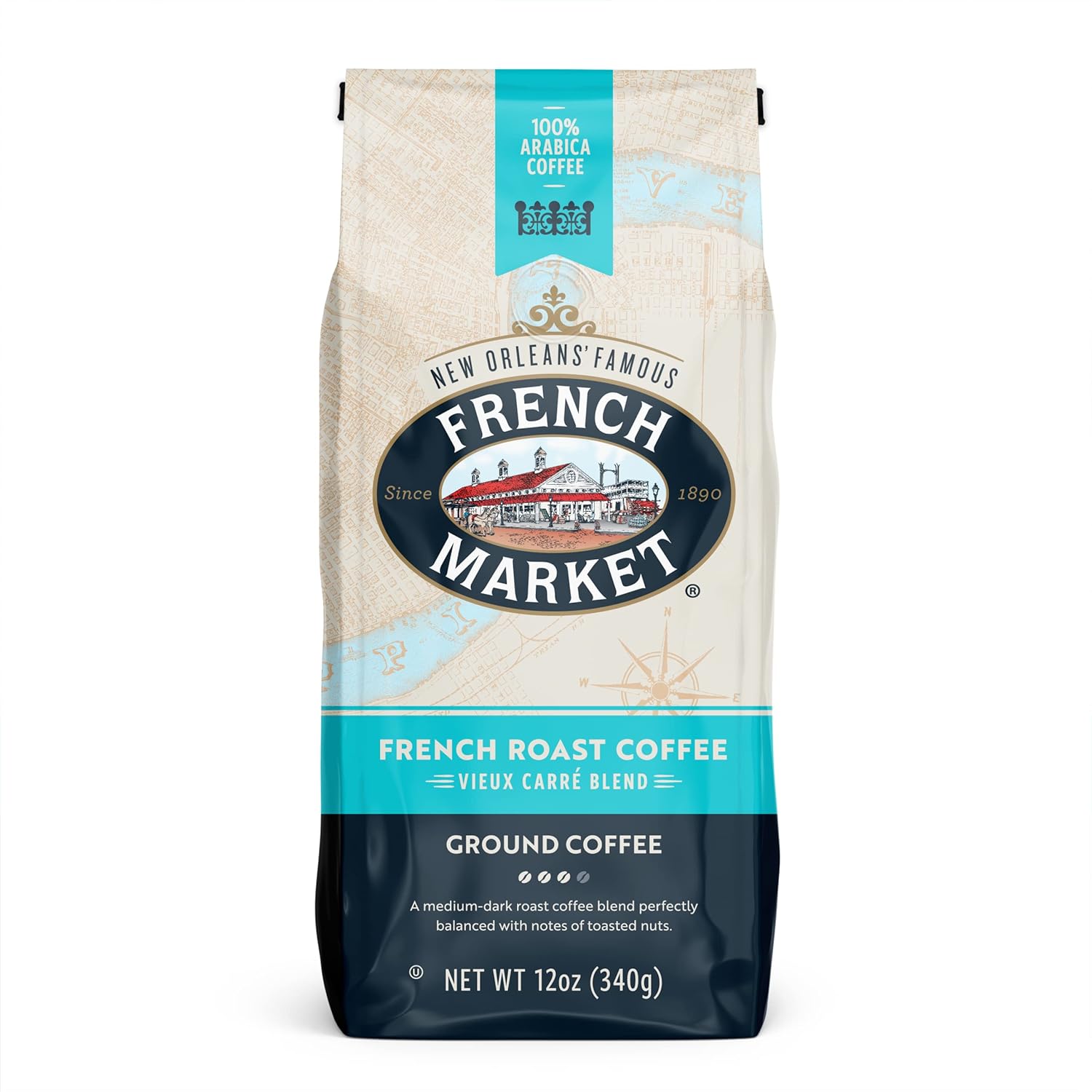 French Market Union Coffee & Chicory Ground Coffee, 12oz Bag (Pack of 6)