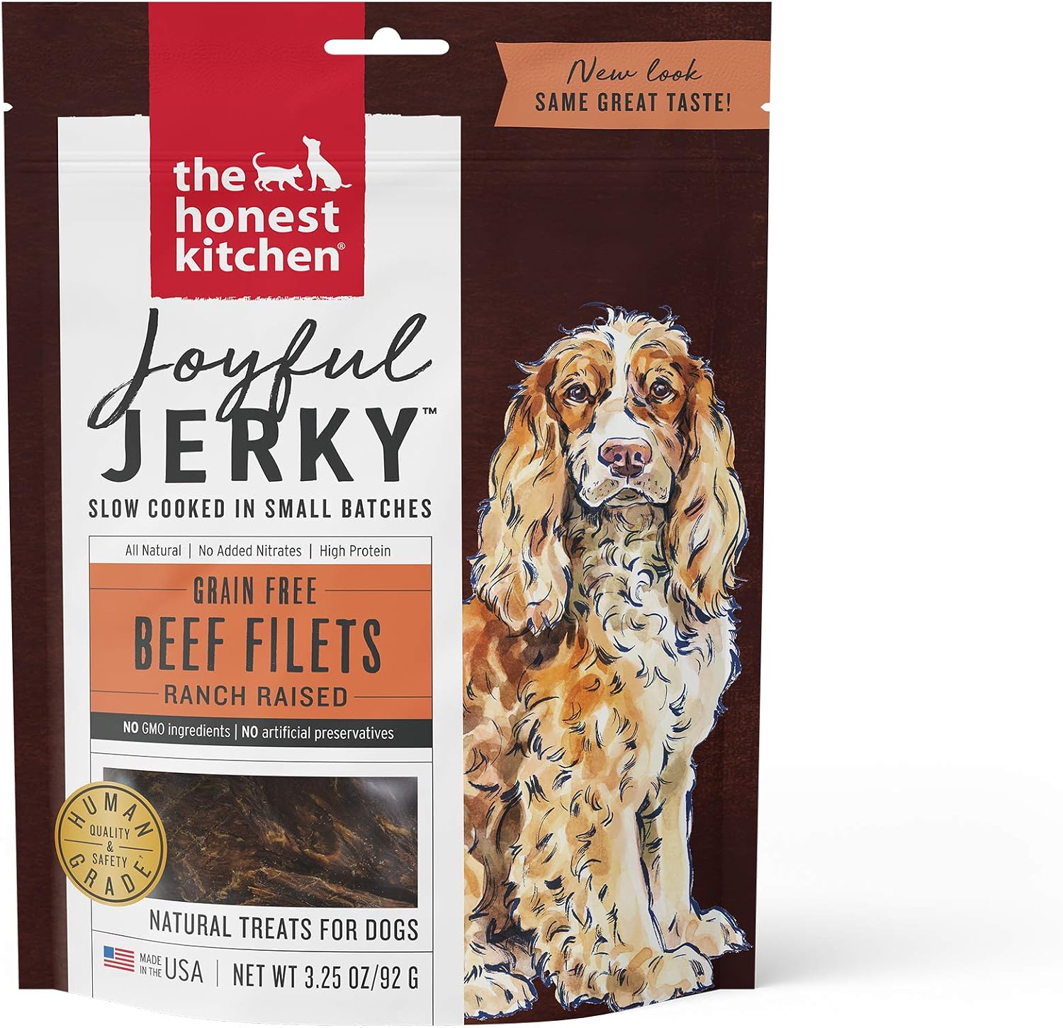 The Honest Kitchen Joyful Jerky Dog Treats - Natural Human Grade Dehydrated Jerky Dog Treats 3.25 oz - Beef Filets