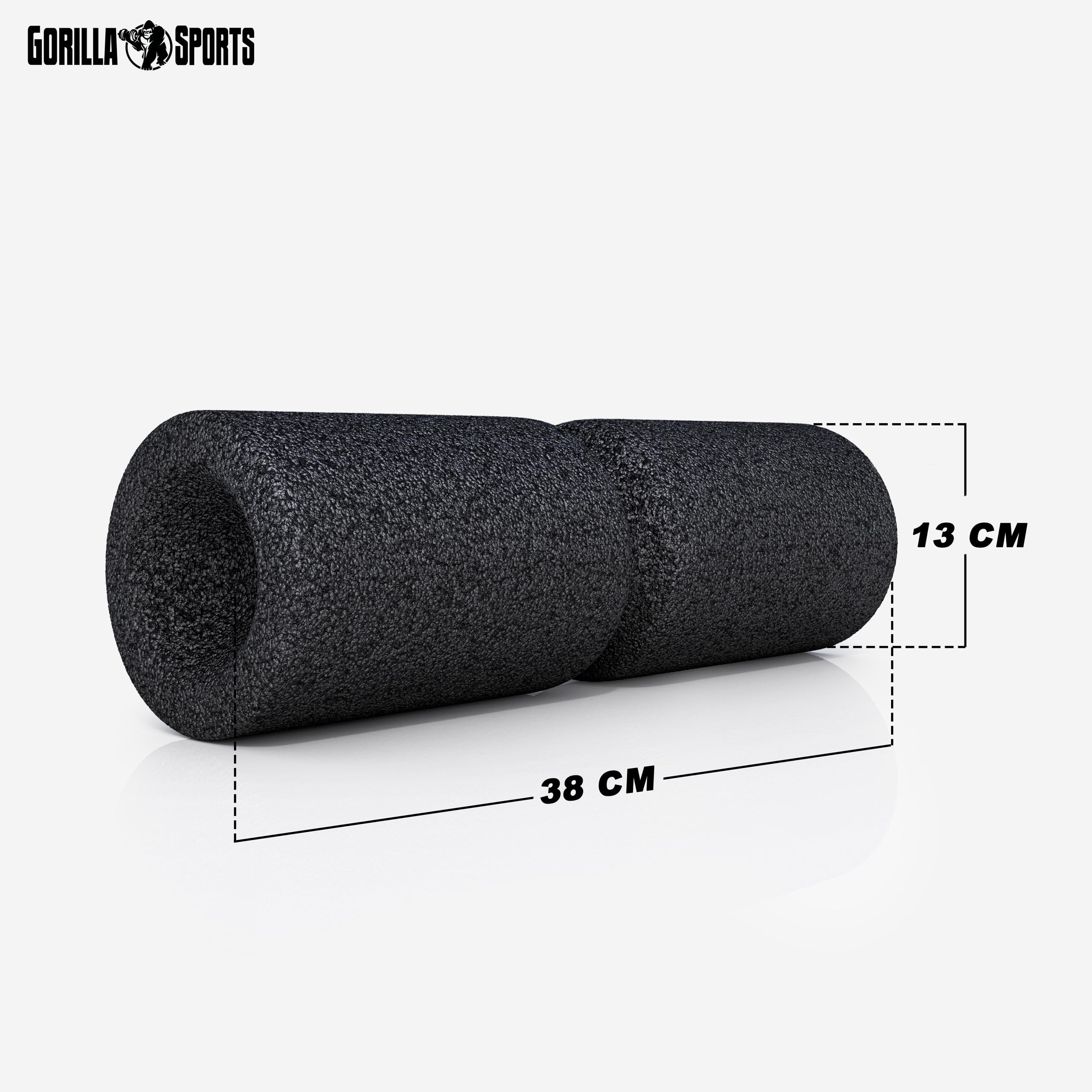 GORILLA SPORTS® Faszienrolle - mit Umlaufrille, 38 cm, Hochdichter Schaumstoff, Schwarz - Foam Roller, Massagerolle, Schaumstoffrolle für Rücken, Beine, Wirbelsäule, Tiefengewebe, Massage, Yoga