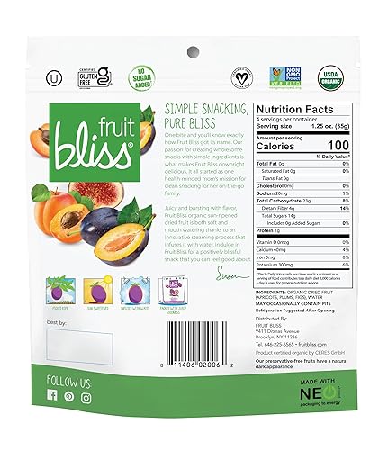 Miniatura 2 de Fruit Bliss Mezcla de frutas secas  Mezcla de frutas de albaricoques orgánicos, secos y sin hueso, ciruelas e higos  Snacks de frutas orgánicas,