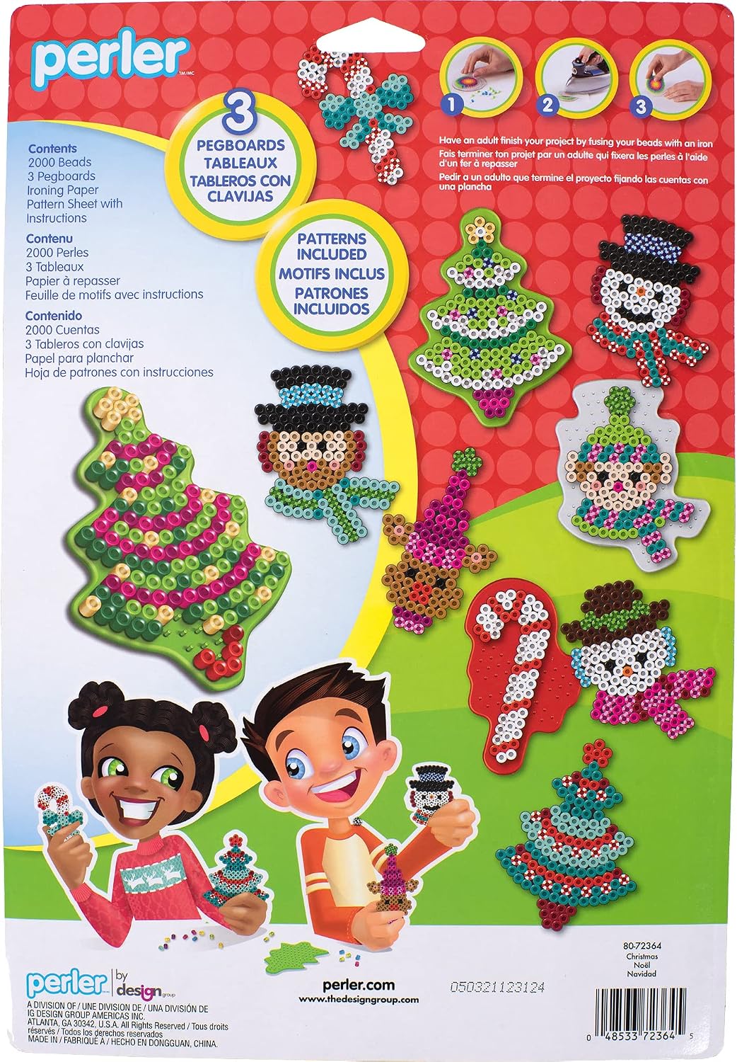 Perler Christmas Fuse Bead Craft Kit with 13 Patterns, Multicolor, Small, 2005 Piece