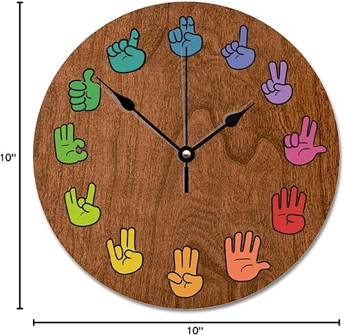 Miniatura 7 de ASL - Reloj de pared de grano de madera de 10 pulgadas, reloj de pared de arco iris, funciona con pilas, sin tictac, reloj de madera vintage de