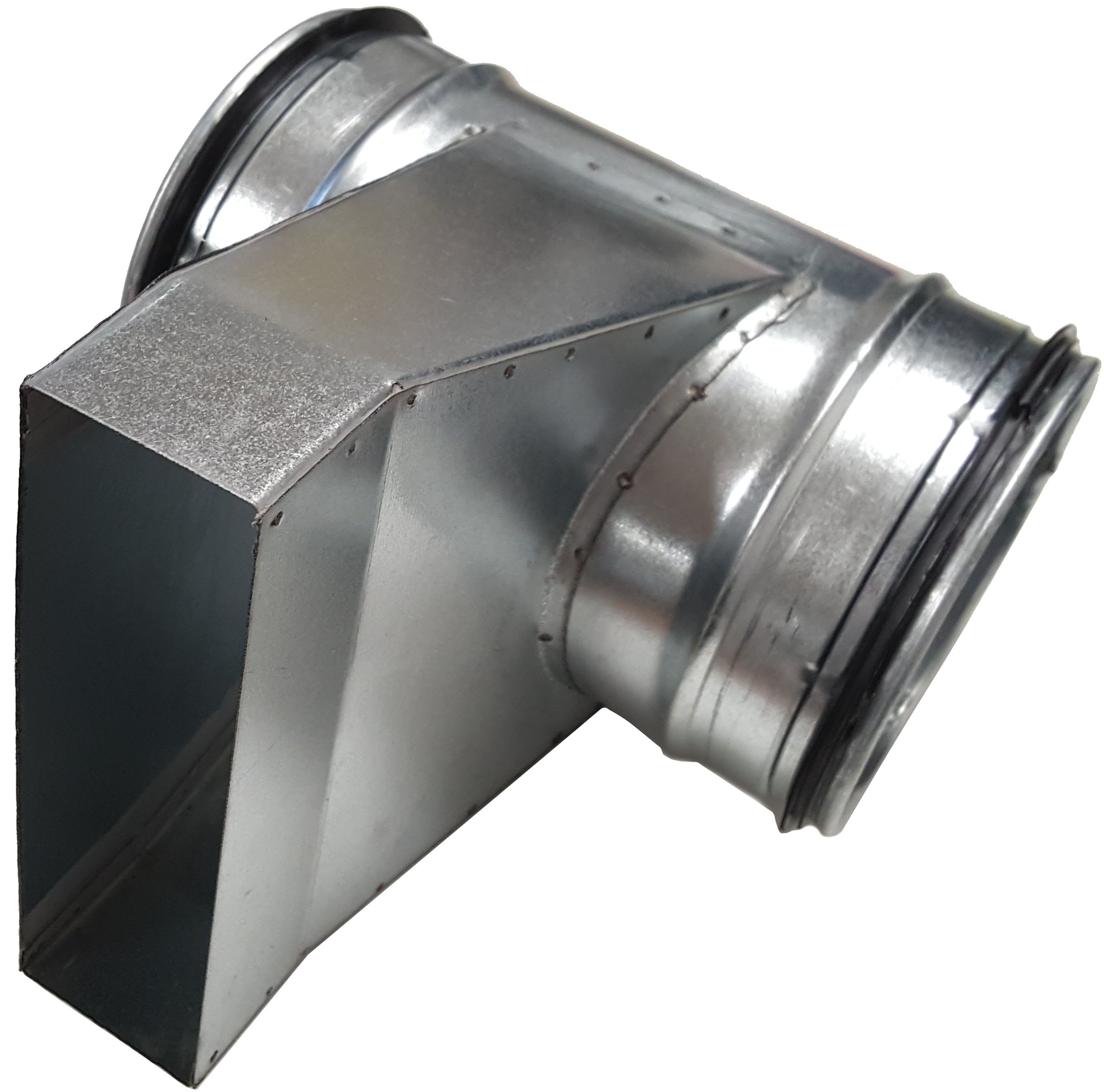 Intelmann Abzweigstück Wickelfalzrohr Ø 200 an Flachkanal B= 220 mm