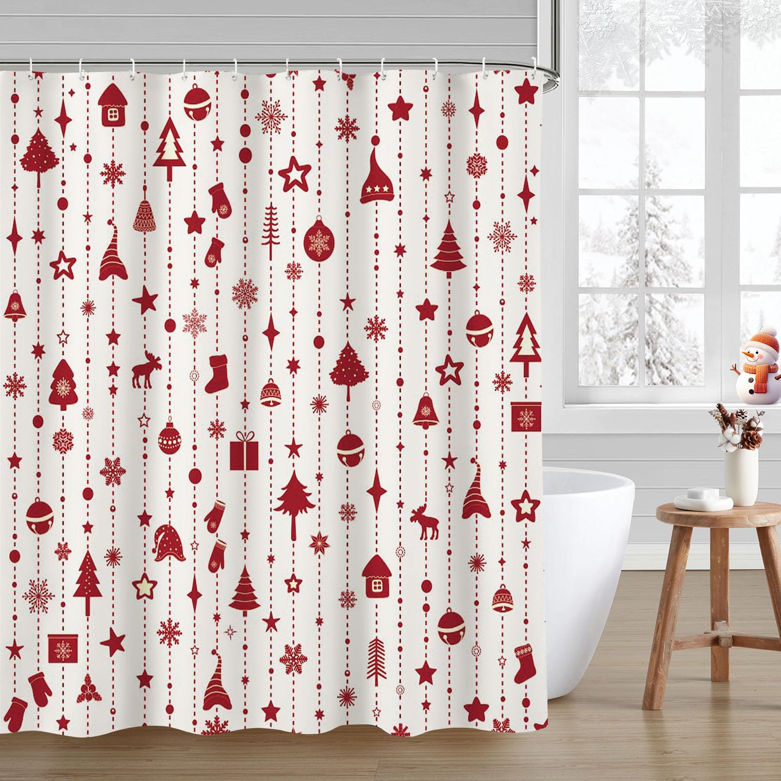 Amazon.com: MEHOFOND Christmas Shower Curtains for Bathroom Winter ...
