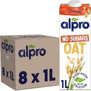 Alpro Oat No Sugars Plant-Based Long Life Drink, Vegan & Dairy Free, 1L (Pack of 8)