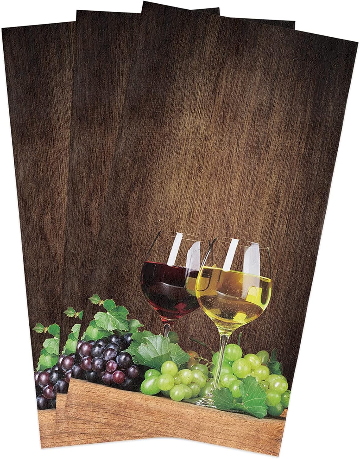 Red Wine Kitchen Towels Set Wine Bottles Dish Towel Grape Fruit Wooden Dishcloths 2 Pack, 18x28 Inches Absorbent Soft Cotton Dish Cloths Bar Towels & Tea Towels