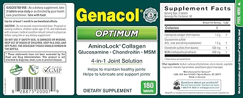 Miniatura 14 de Genacol Optimum - Tabletas de glucosamina, condroitina, MSM y colágeno ultrahidrolizado, mantiene articulaciones saludables, protege y lubrique
