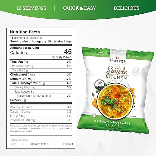 Miniatura 6 de READYWISE - Cocina simple, sopa de verduras de jardín, 16 porciones, MRE, sin gluten y vegetariana, alimentos, mezcla de sopa, para eventos,