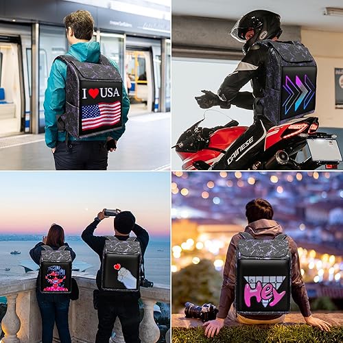 Miniatura 3 de Mochila LED, mochila impermeable para motocicleta, pantalla diseñable, regalo de cumpleaños para hombres, mochila para laptop de 15.6 pulgadas,