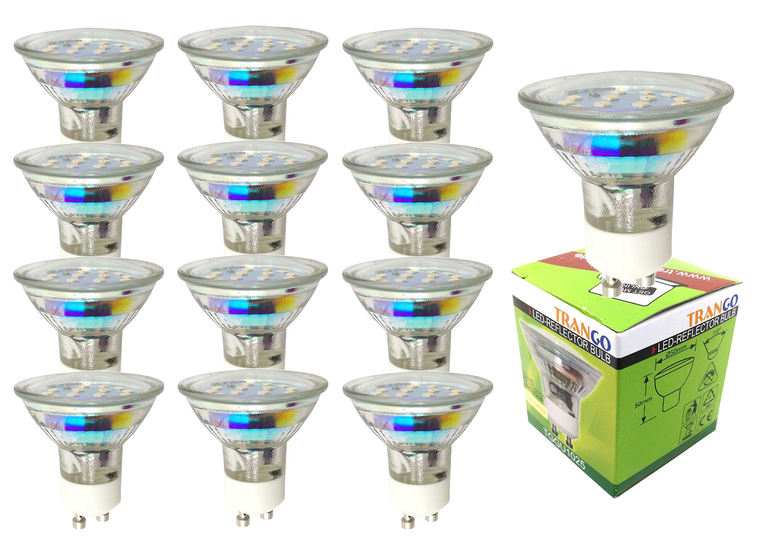 Trango 12er Set IP44 LED Einbaustrahler 6729IP-122B Einbauleuchten Badleuchte I Deckenspots I Deckenstrahler in Nickel matt für Bad Dusche Sauna incl. 12x 3 Watt LED Leuchtmittel 3000K warmweiß