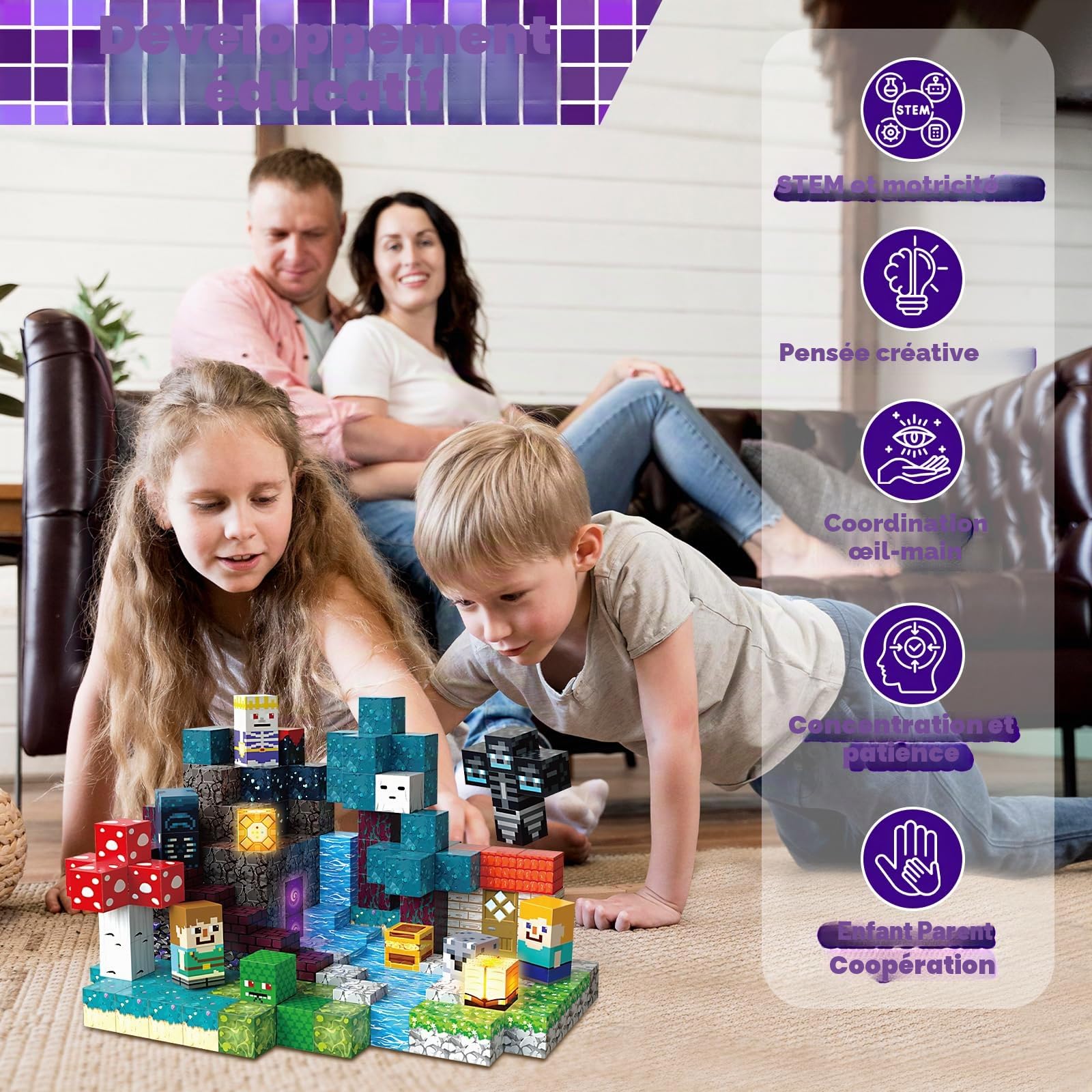 Magneverse Construction Magnétique Enfant 200 Pièces - Thème Aventure en Forêt Crépusculaire - 36 Types de Magnetic Blocks, Jeu de Construction Éducatif et Cadeau pour Enfants de 4 à 12 Ans