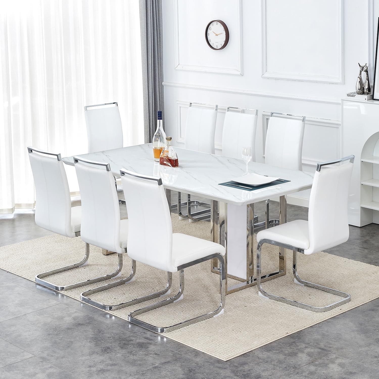 Amazon.com - MEMUY Modern Dining Table Set for 8,Faux Marble Dining ...