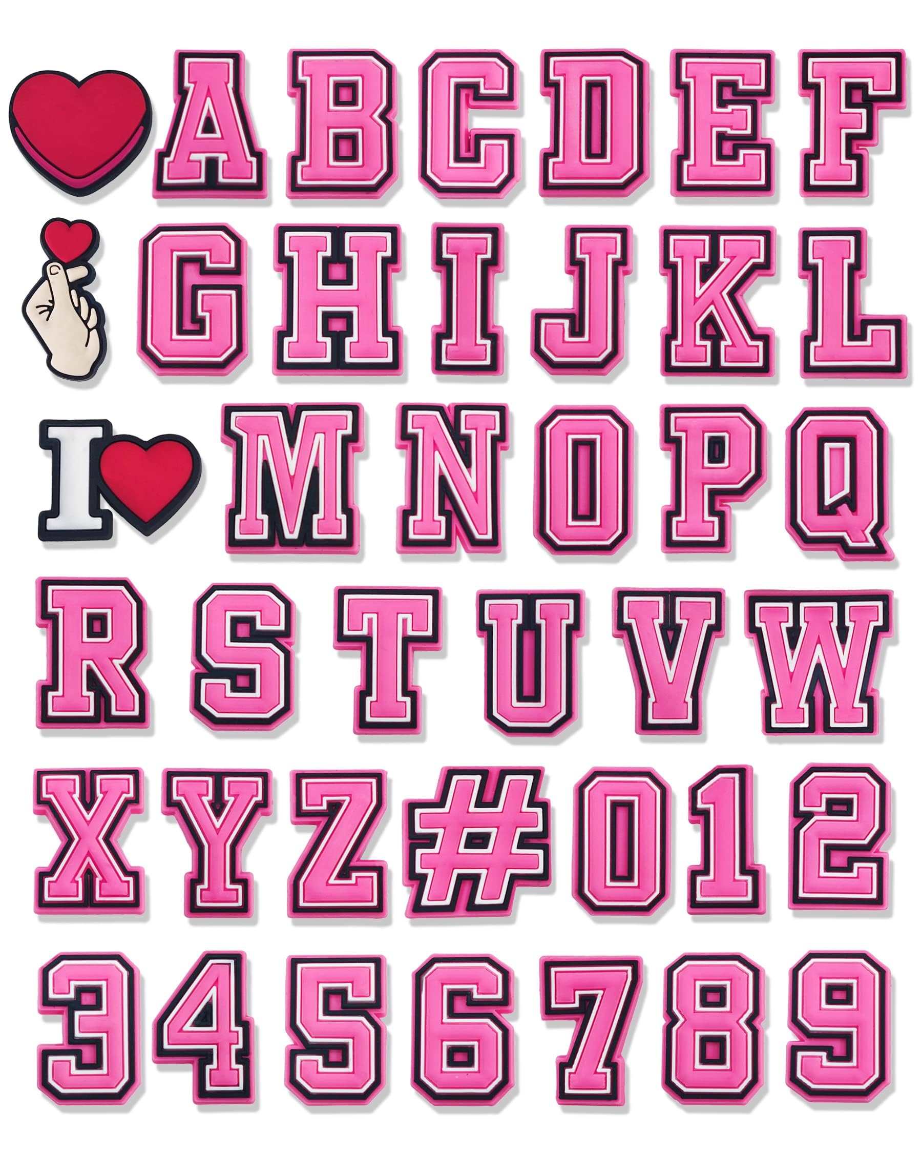 DKLZNC40pcs Shoe Charms for Letter for Croc Charms, A-Z Letters & 0-9# Numbers Waterproof Shoe Decorations for Clog Shoes/Wristband/Bracelet for Teens Women Men