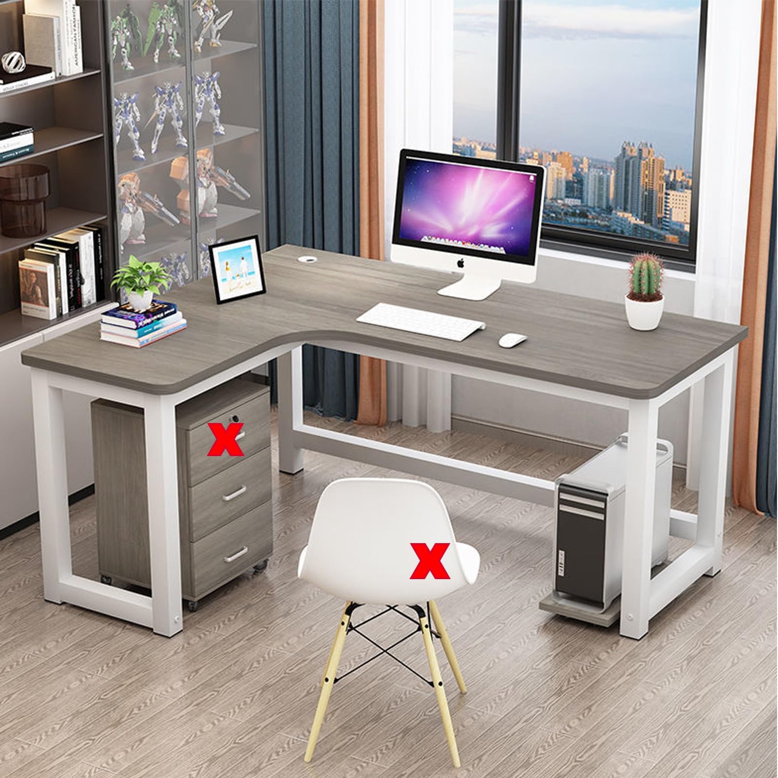 Scrivania per computer a forma di L, moderna postazione di lavoro angolare, tavolo da studio compatto per casa e ufficio, ideale per piccoli spazi, 120 x 120 x 75 cm