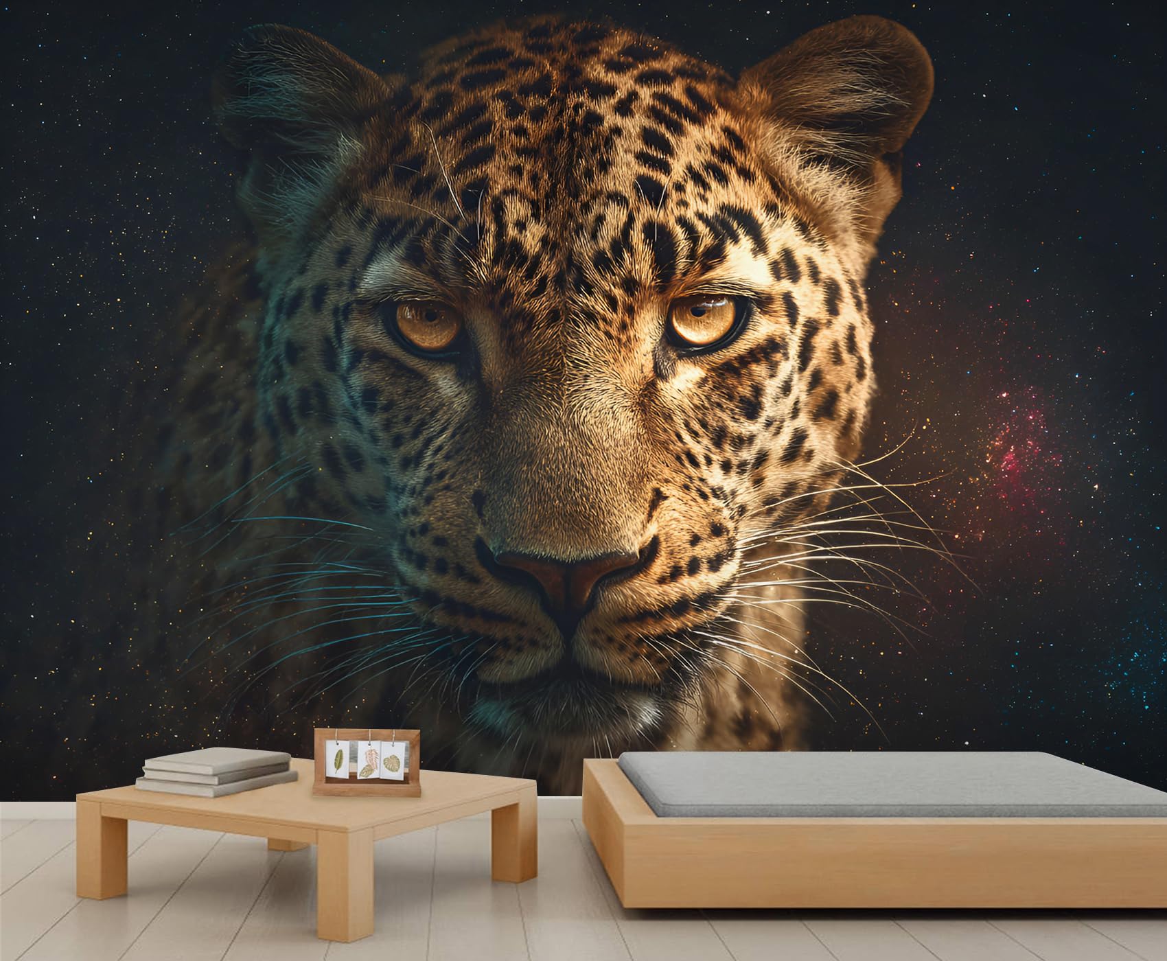 Leopard Mural Wallpaper Cosmic Starry Sky Boys Wallpaper Nebula Animal Wallpapers for Kids Bedroom Living Room Mural Poster 450 X 300 cm