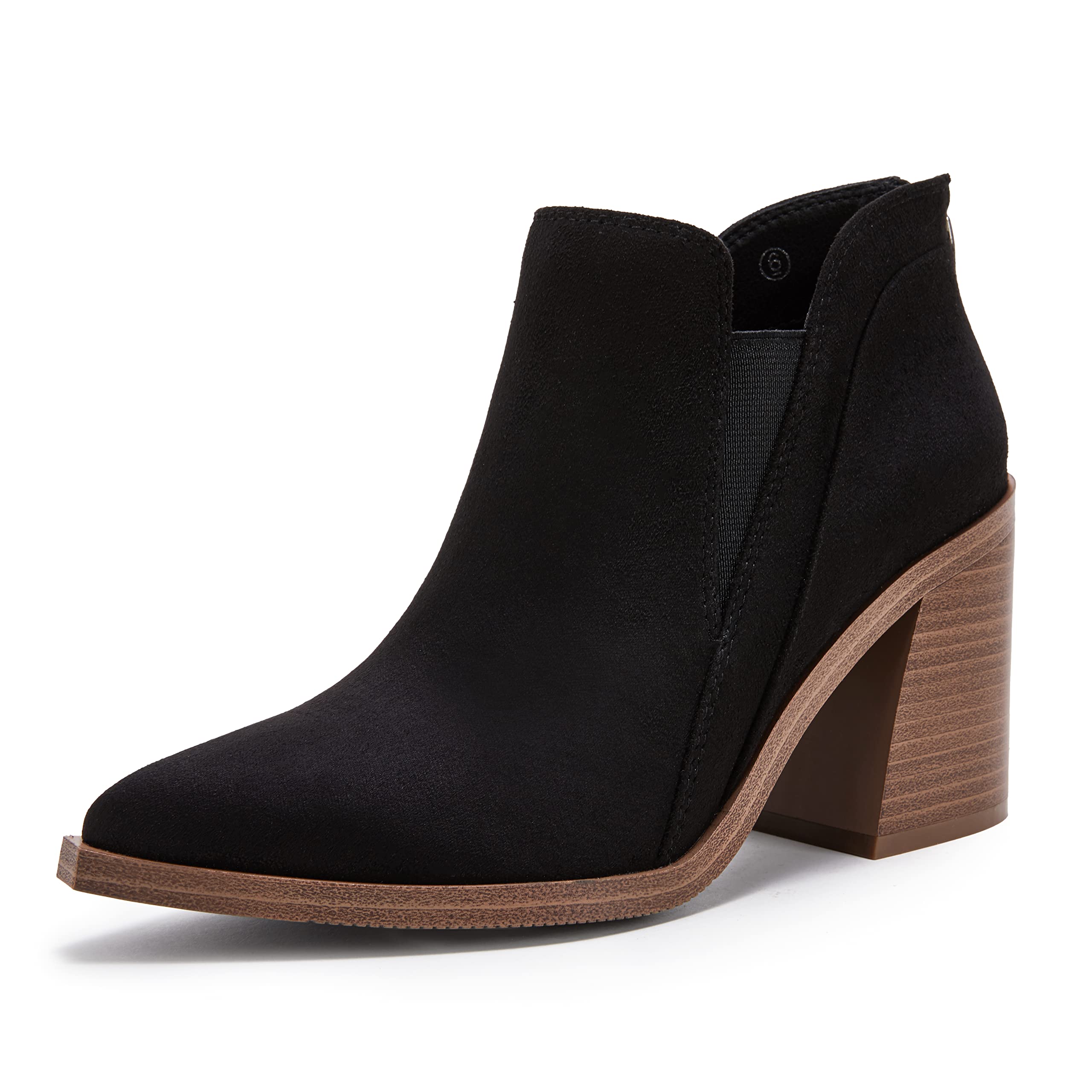 PiePieBuy Ankle Boots for Women Pointed Toe Ankle Booties Stacked Heel V Cut Back Zipper Chelsea Booties