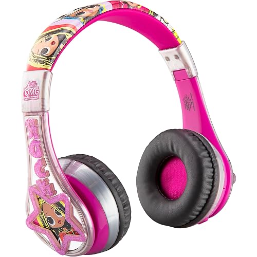 eKids LOL Surprise Kids Bluetooth Head Phones, Wireless Headphones with Microphone, Volume Reduced Kids Foldable Headphones for School, Home, or Travel