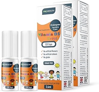 Preservative-Free Vegan Vitamin D3 Drops for Infants & Children - Sugar-Free, All-Natural, NHS Approved (4-Month Supply, 2-Pack)