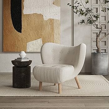 Amazon｜シンプルなホワイトアクセントチェア、リビングルーム用
