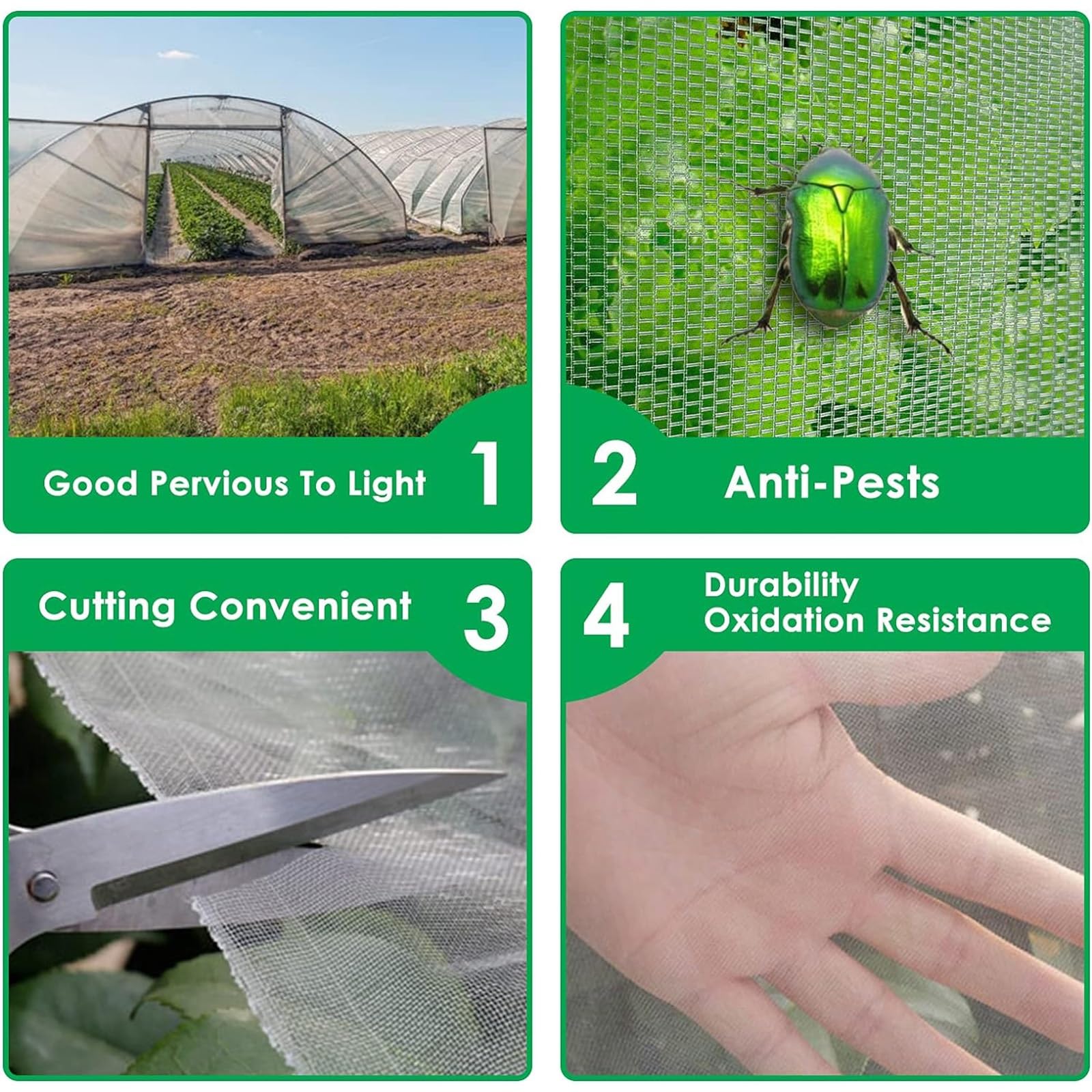 Filet tunnel de jardin de qualité supérieure 4 x 30 m – Maille lourde anti-ct pour serre vétérinaire, protection contre les moustiques et les plantes, idéal pour les poules et les semis.
