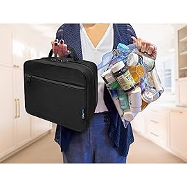 StarPlus2 Large Padded Pill Bottle Organizer, Medicine Bag, Case, Carrier for Medications, Vitamins, and Medical Supplies - Travel Medicine Organizer and Home Storage Med Bag - Black (with TSA Lock)