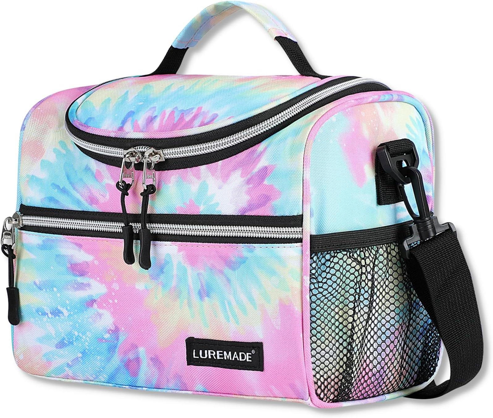 Kids Insulated Lunch Box for Girls Lunch Bag Women Boys Toddler Teen School Daycare Kawaii Cute Travel Bags (Rainbow Tie-Dye)