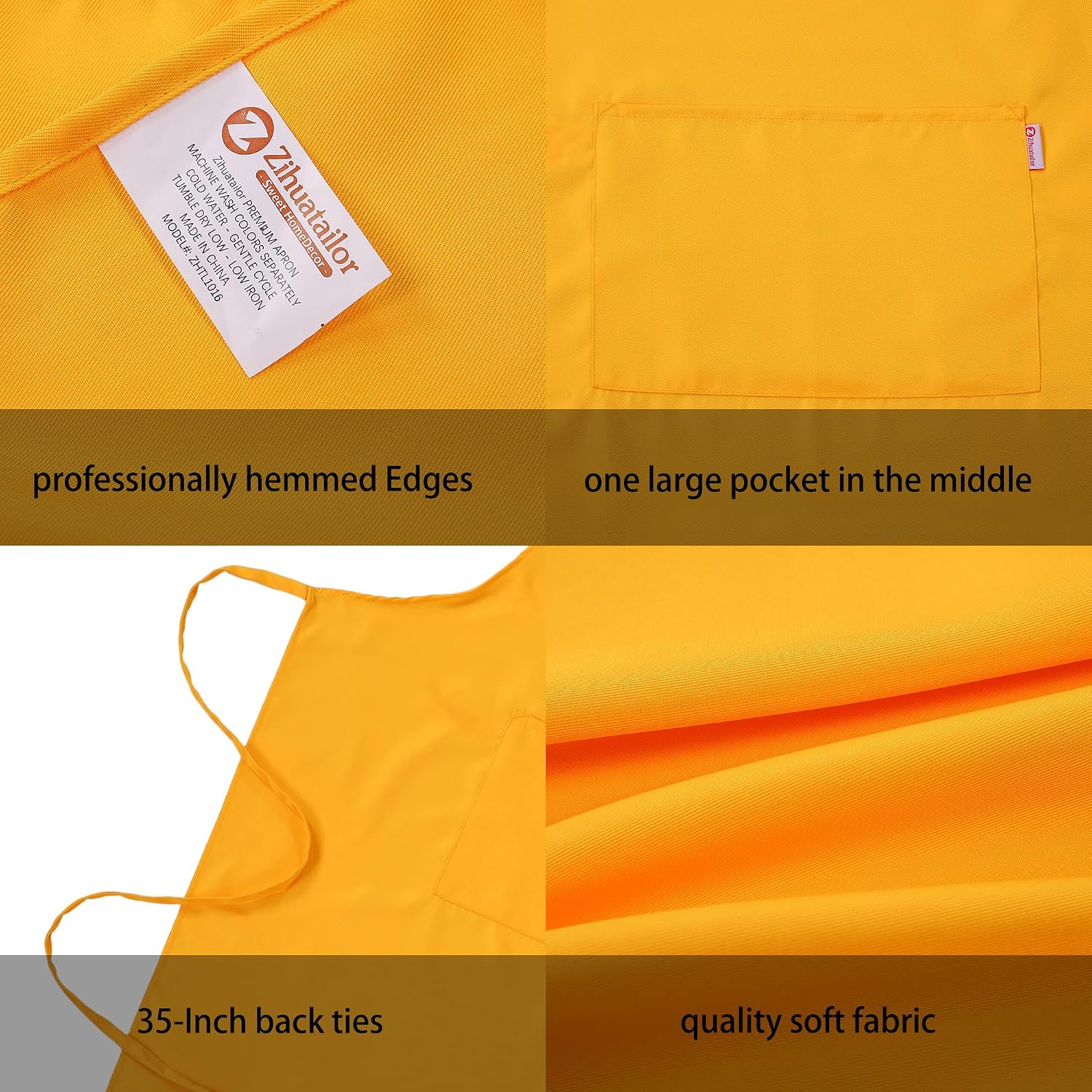 Light Adjustable Bib Apron for Women with Pockets