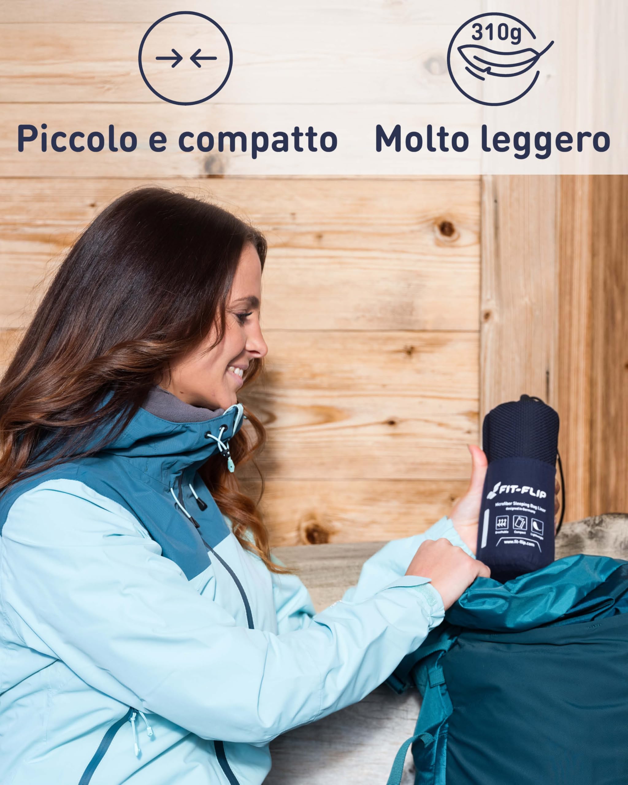 Fit-Flip Sacco Lenzuolo da Viaggio - 100% Cotone o Microfibra - Sacco a pelo con scomparto per cuscino - Sacco Letto singolo ultraleggero e compatto - Sacco a Pelo leggero Estivo