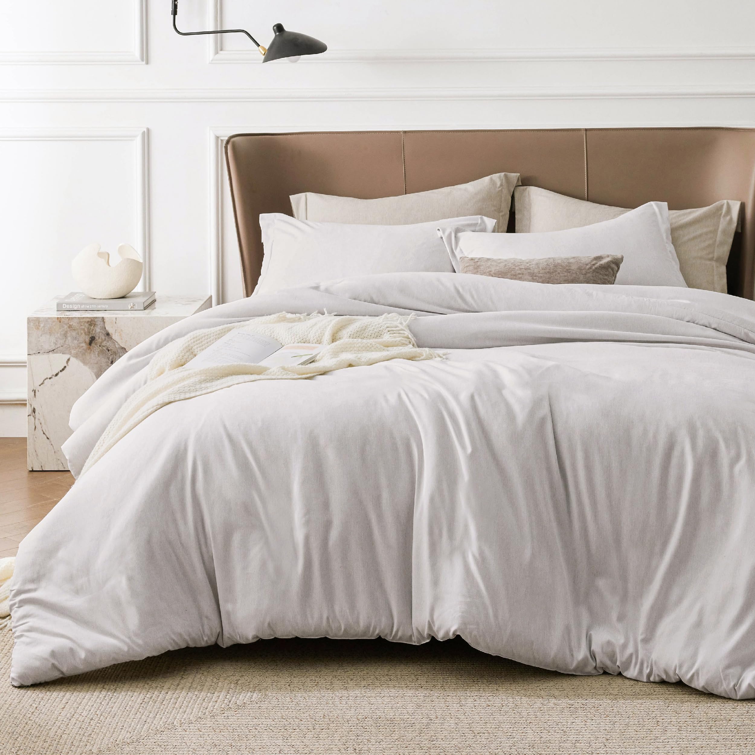 Bedsure Ivory White Duvet Cover Full Size - Super Soft Cationic Dyed Duvet Cover for Kids with Zipper Closure, 3 Pieces, No Comforter(Full, 80"x90")