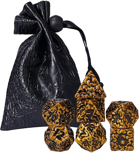 Miniatura 6 de Cusdie - Juego de dados de metal, 7 dados de metal para Calabozos y Dragones, juego de dados poliédricos con diseño de molinete para juegos de rol,