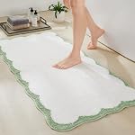 Ohocut Rug de runner à pétoncles en microfibre de luxe, Sable Beige Scalloped Pipe longue salle de bain Rug Boho Farmhouse Baignoire pour salle de bains, Tub, Évier, Douche, Antidérapant, Extra doux, Absorbant, 47x24