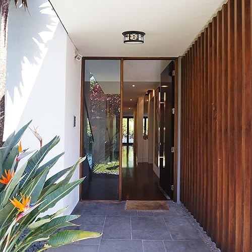 Miniatura 4 de Design House 589002-BLK Summit - Lámpara de techo regulable tradicional para exteriores e interiores con vidrio transparente para porche, entrada,