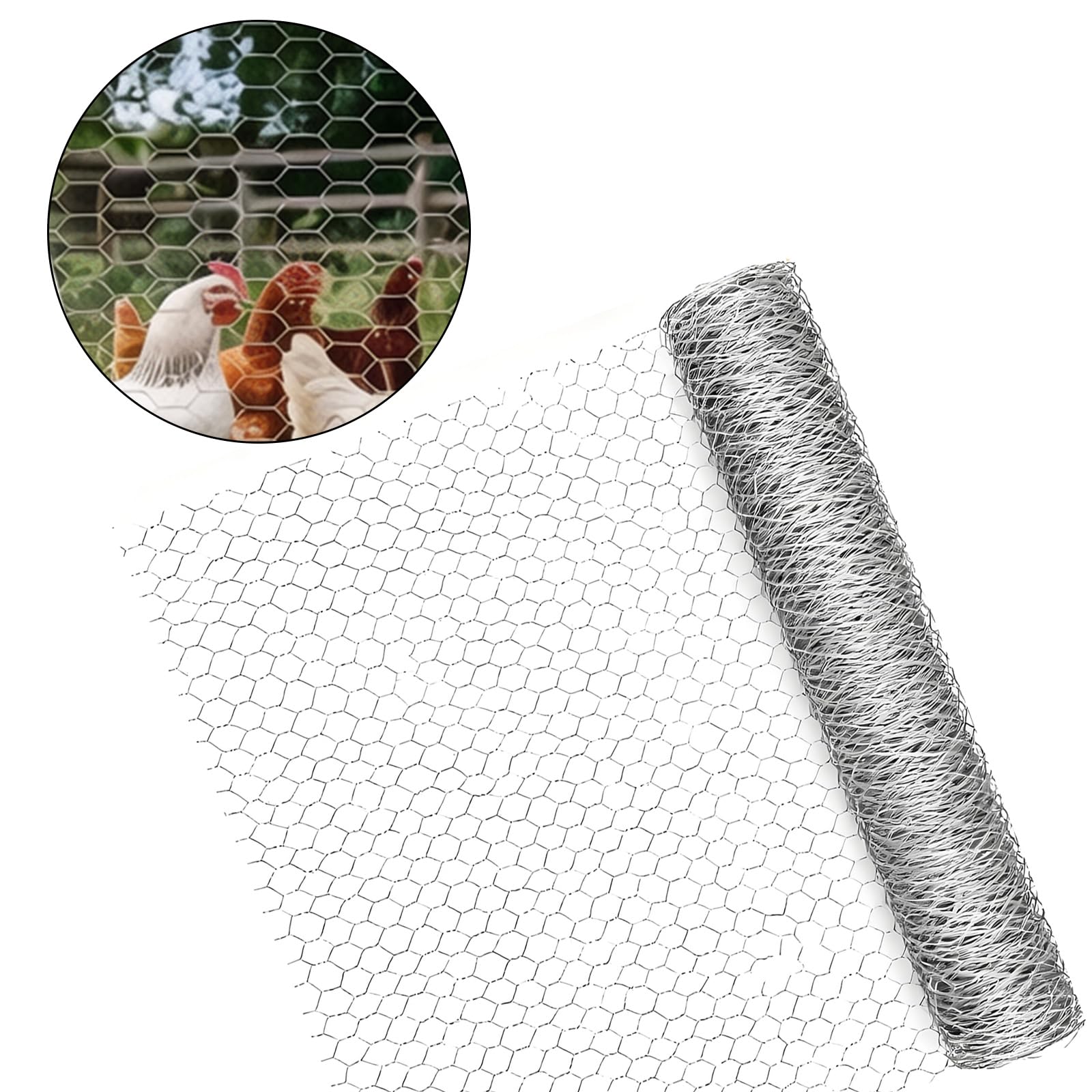 Generico Recinto Metallico Rinforzato per Rete per pollame per Gabbia per pollame Conigli per Uso agricolo Cortile Esterno Protezioni per Animali Recinzione in Acciaio zincato