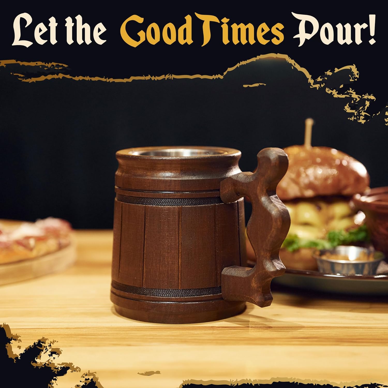 Set of 6 Beer Mug 10 OZ - Coffee Mug - Beer stein - Wooden beer mug - Stainless Steel Cup - Handmade Gifts for Men - Fathers Day, Christmas or Birthday Gift Idea - Men Mug - Classic Brown - Image 7