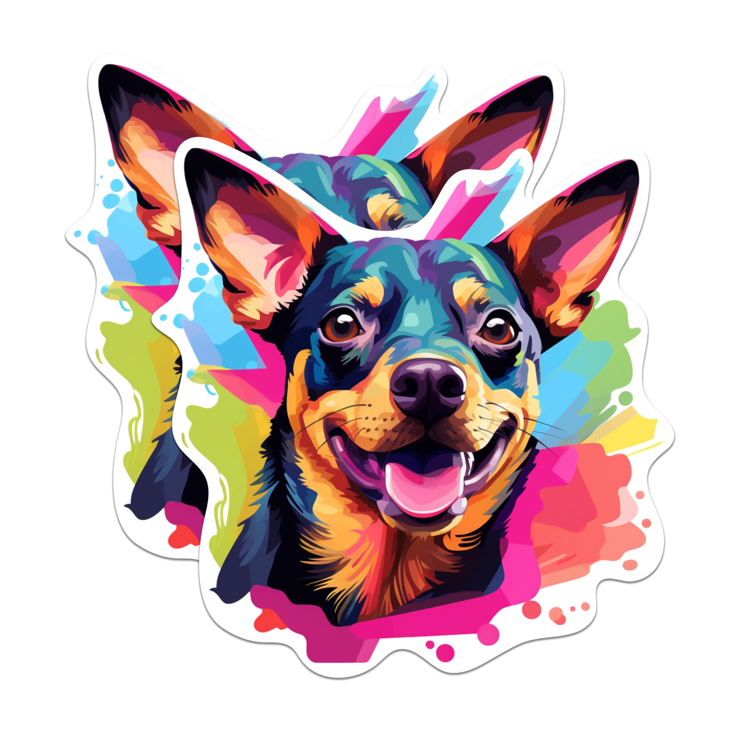 (2 Pack) Miniature Pinscher Dog Breed Stickers - 5 Inches On Longest Side - Choose from Over 100 Dog Breeds - for Cars, Trucks, Skateboards, Laptops - Made in USA - BMCS1900