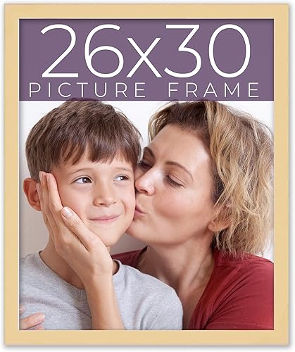 Miniatura 1 de Marco de fotos de madera real beige de 26 x 30 pulgadas de ancho de 0.75 pulgadas  Profundidad del marco interior de 0.5 pulgadas  Marco de fotos