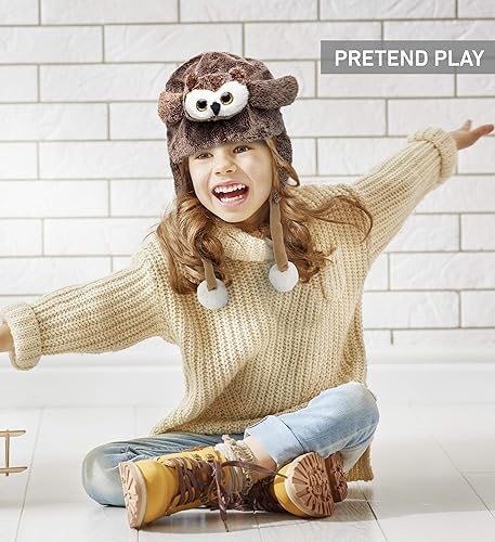 Miniatura 25 de Puzzled Sombrero de felpa de alce marrón, sombrero súper suave y cálido con orejeras, acogedor sombrero de invierno de forro polar para niños