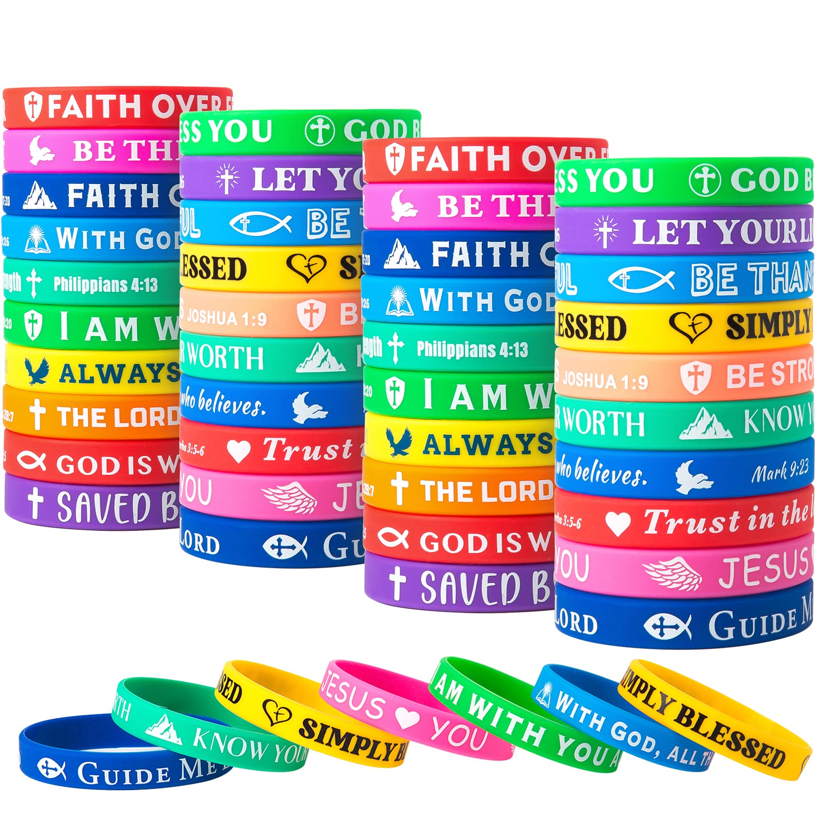 IDreamBand Bible Verse Bracelets 40 Pcs Silicone Bracelets Cute Christian Wristbands Comfortable and Lightweight Perfect Religious Gifts for Men,