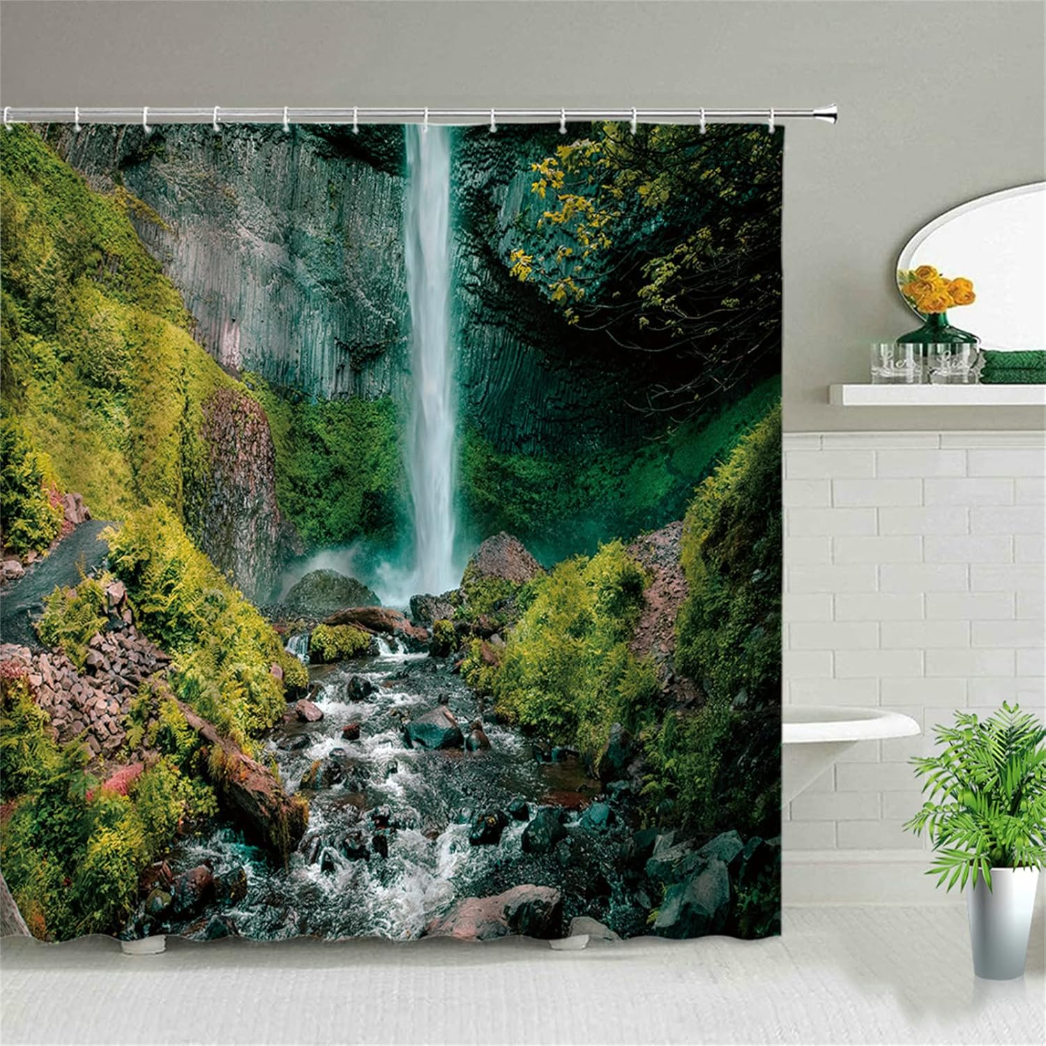 Valley Waterfall Shower Curtain,3D Printing Shower Curtains