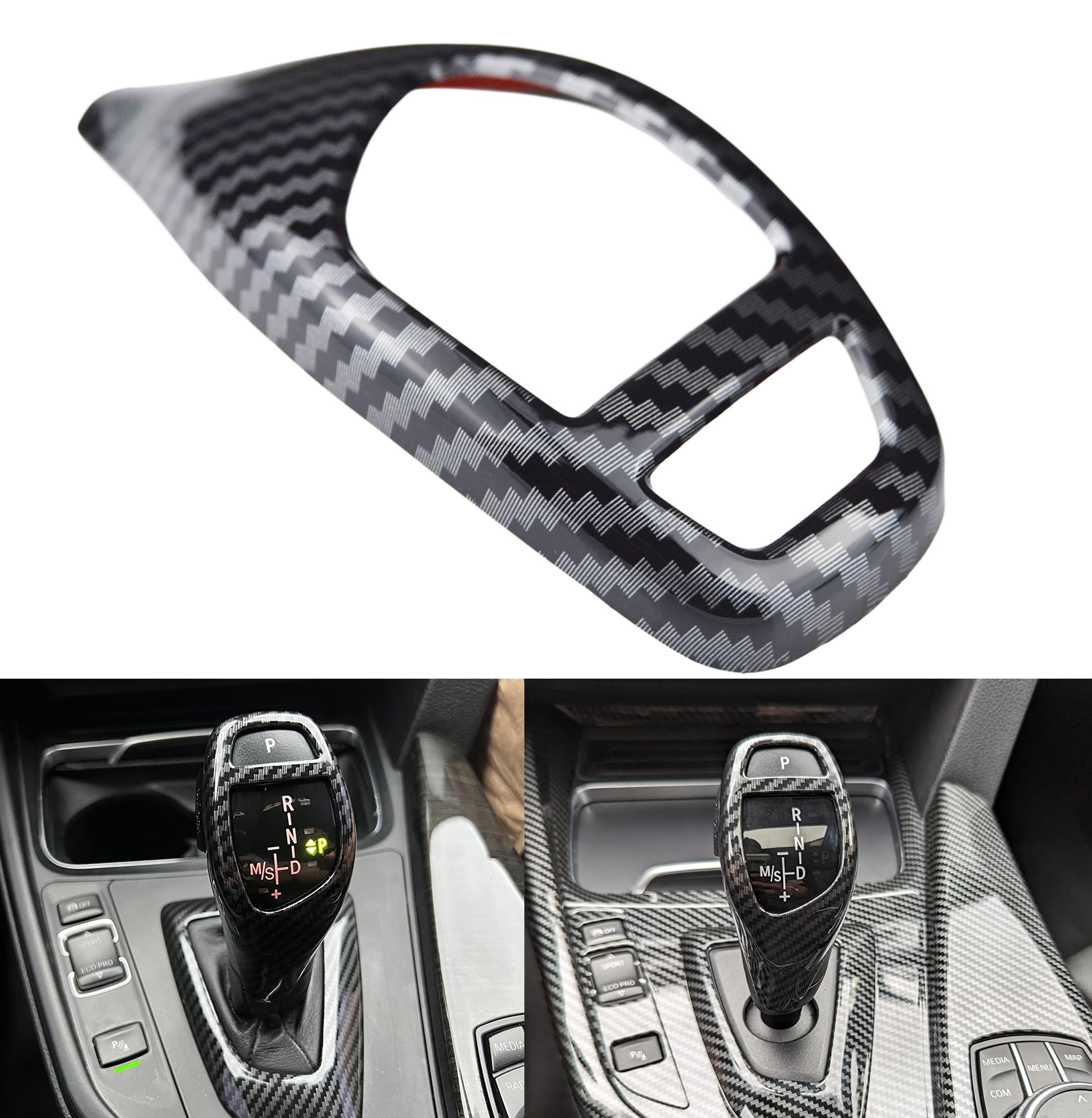 Carbon Fiber Look Gear Shift Knob Cover Trim For BMW 1 2 3 4 5 6 Series X3 X4 X5 X6