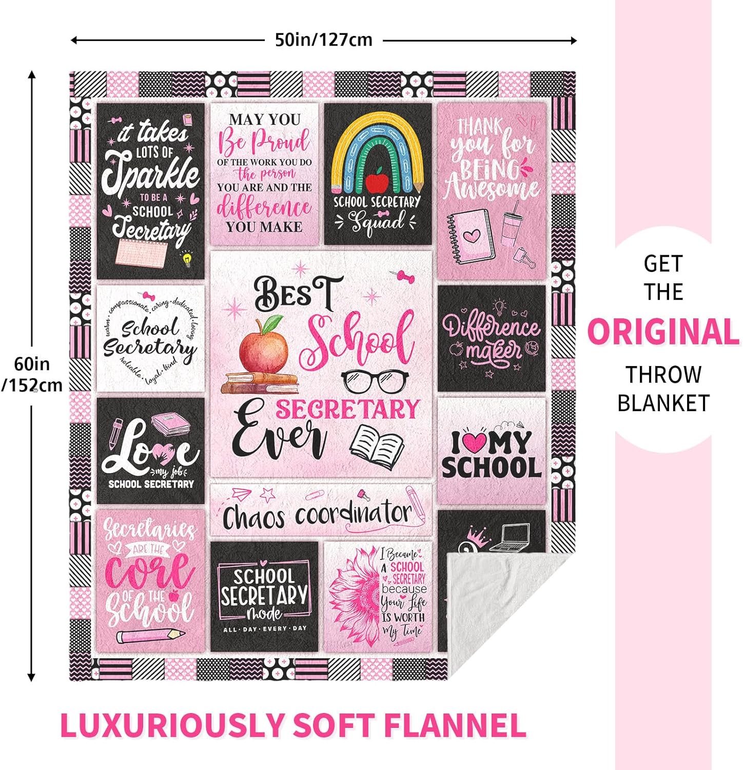 puekrtoa School Secretary Gift for Women, School Secretary Appreciation Gift, Administrative Professional Day Gifts for Schools Secretaries, Schools Secretaries Day Gifts Blanket 60"X50" - Image 6