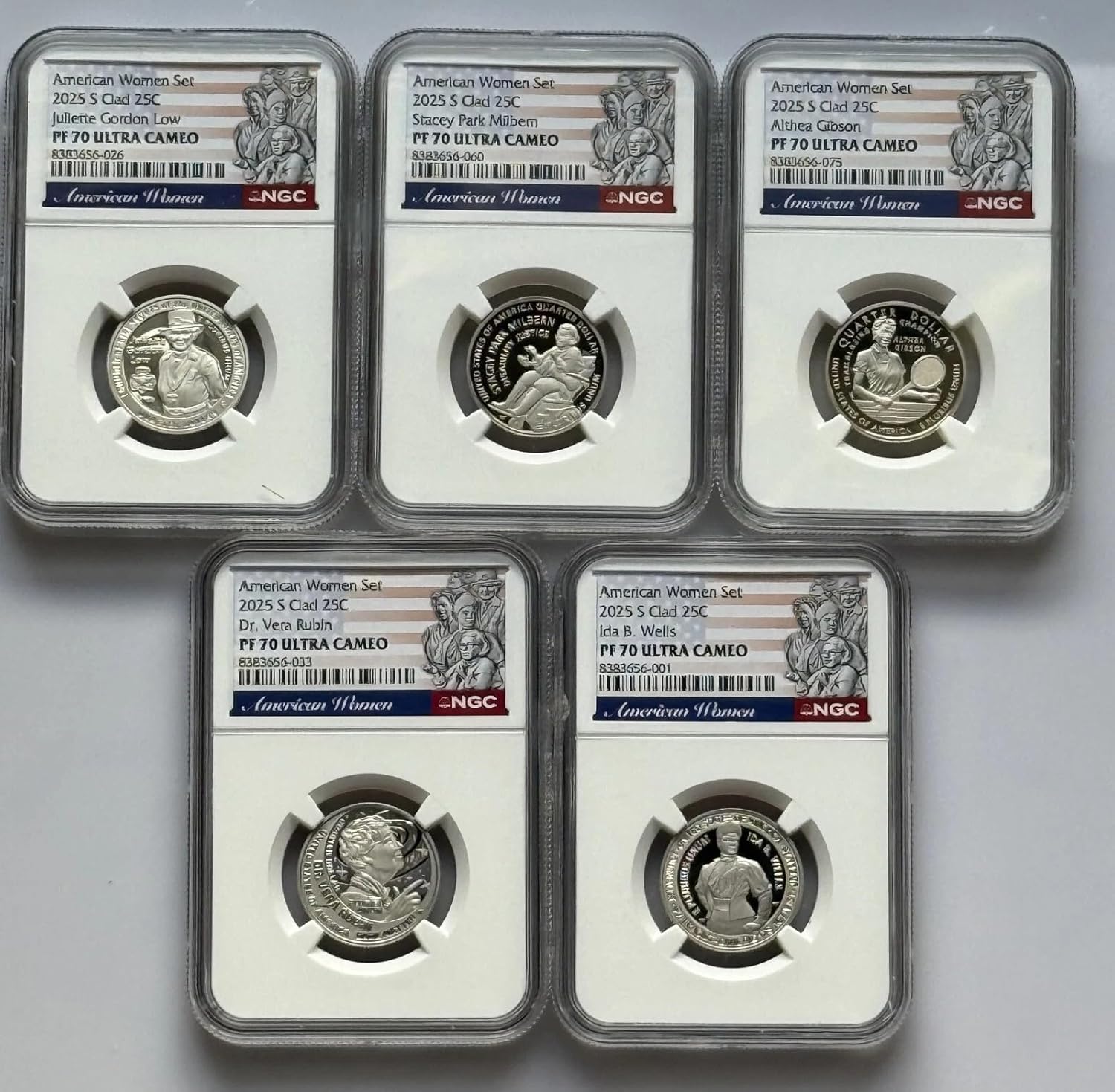 2025-S American Women Quarter Set, NGC PF70 Ultra Cameo, Clad Commemorative Proof Coins, 5-Piece Collection, First Strike Graded